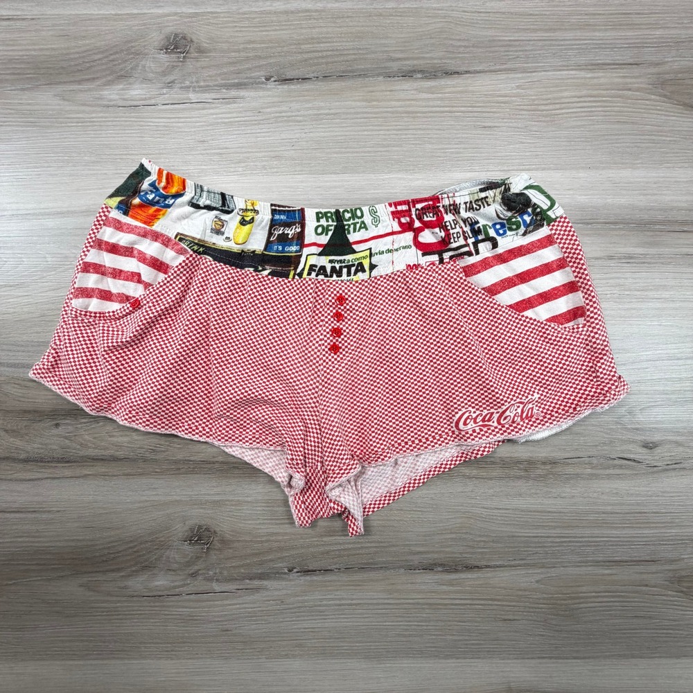 Coca Cola Sprite Fanta Retro Vintage Collage Pajama Shorts Lounge Women's L